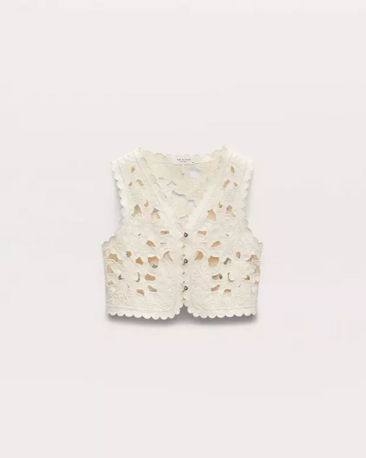 コラリ フローラル カットアウト ベスト - ECRU
