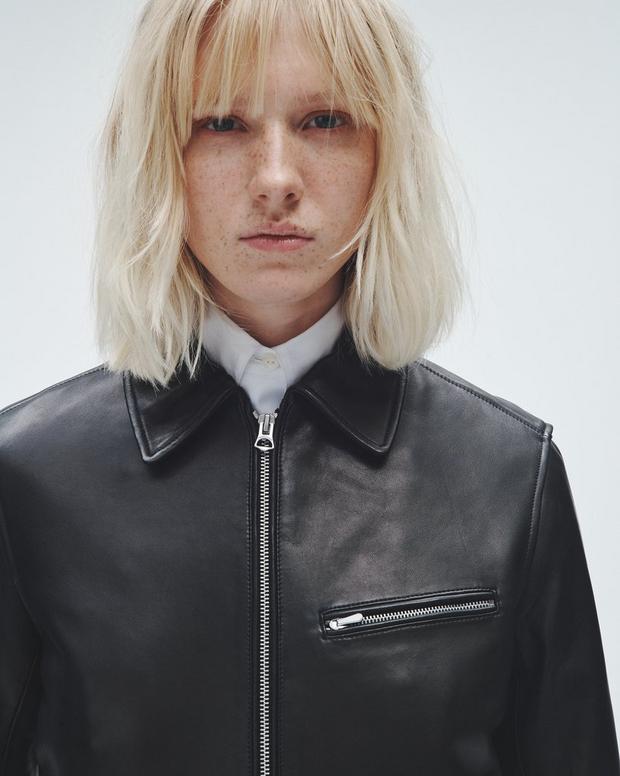 マノン レザー ジャケット - BLACK