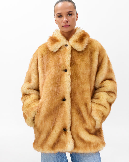 ブレンナ フォックス ファー ジャケット - BROWN