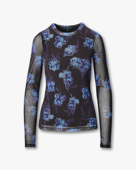 ヤナ プリント メッシュ ロングスリーブT