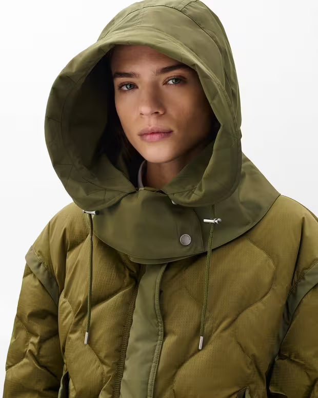 タキ ロング コンバーティブル ジャケット - OLIVE