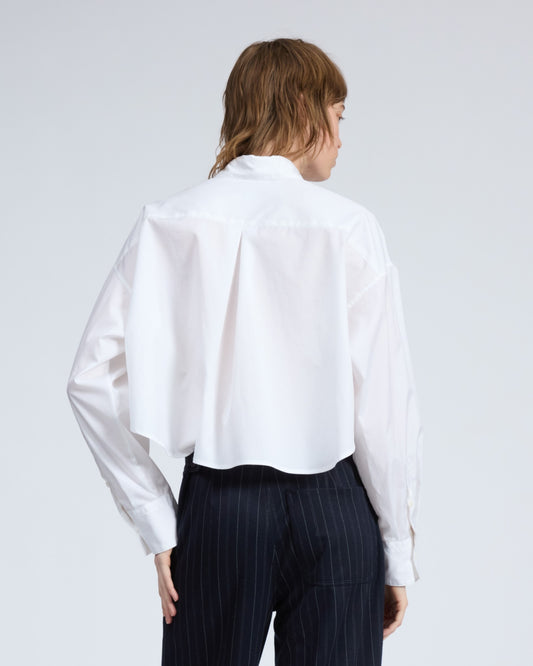 マリン クロップド シャツ - WHITE