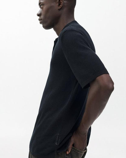 ハーヴィー　ニット　ポロ - BLK