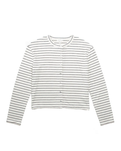 ザ　ニット　ストライプ　ボクシー　カーディガン