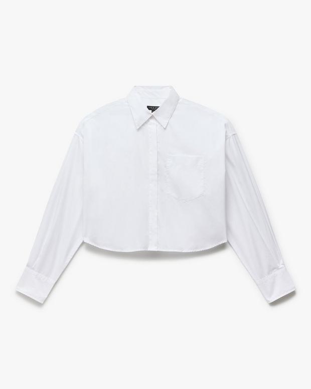 マイストラーダ　クロップド　シャツ　白　S  百貨店購入 TIME SALE】【再入荷】シャーリングクロップド ストライプシャツ
