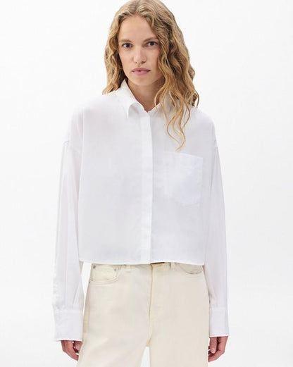 マリン　クロップド　シャツ - WHITE