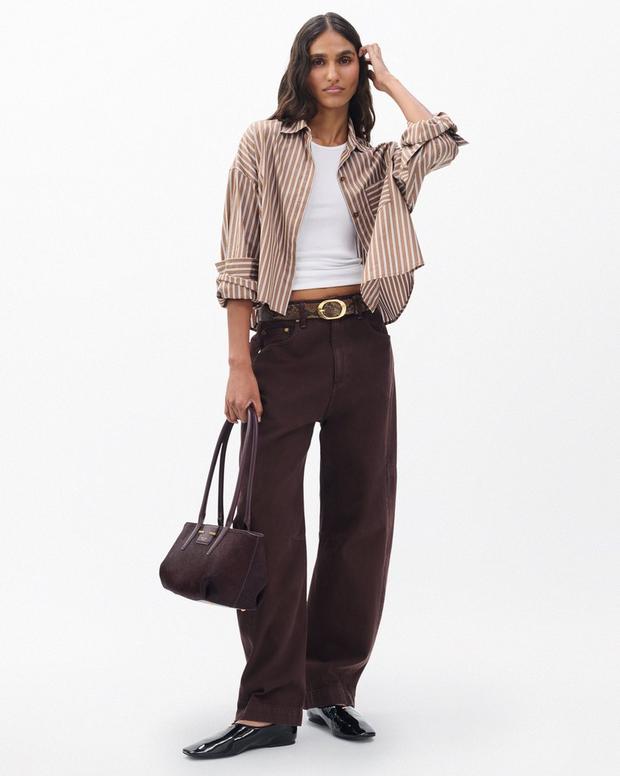 マリン　クロップ　ストライプ　シャツ