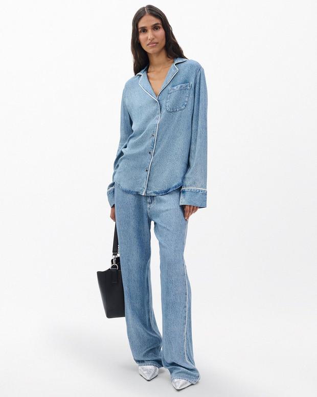 ミラマー　シュリンク　ロングスリーブ　ラウンジ　シャツ