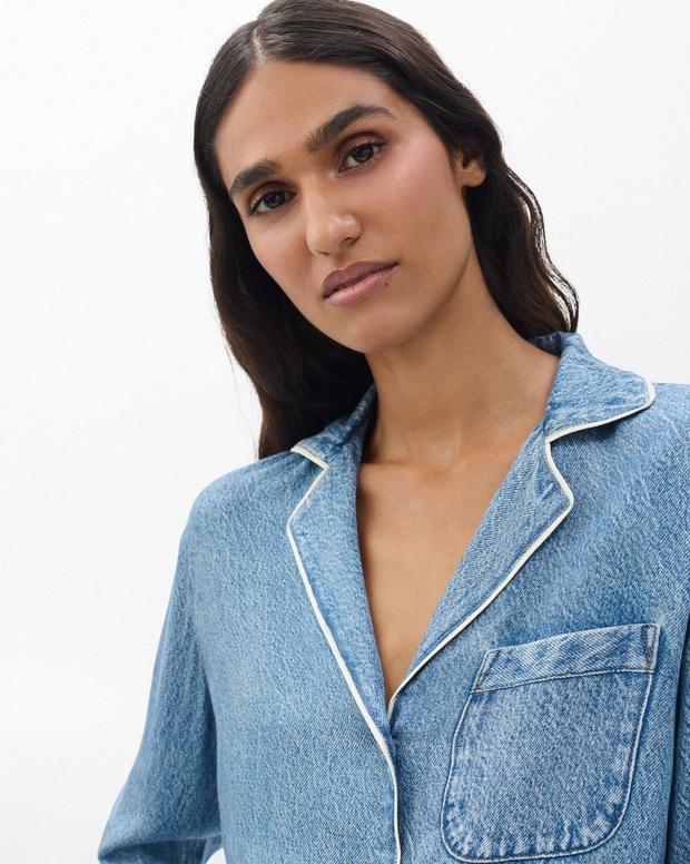 ミラマー　シュリンク　ロングスリーブ　ラウンジ　シャツ