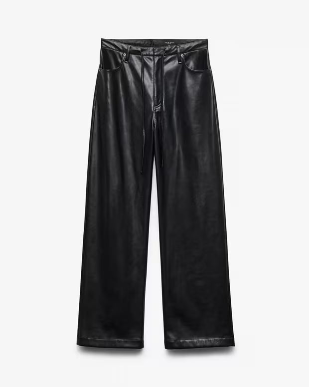フィービー　フォックス　レザー　ドローコード　パンツ - BLACK