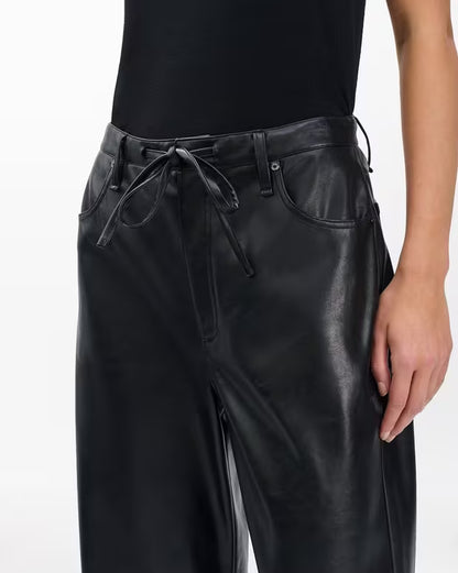 フィービー　フォックス　レザー　ドローコード　パンツ - BLACK