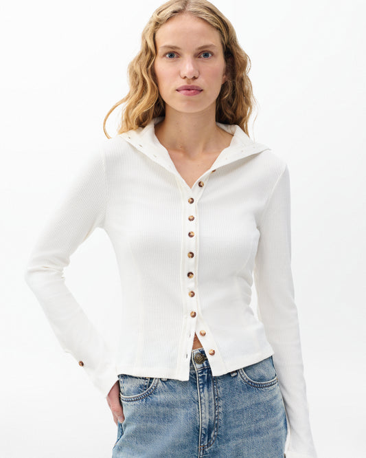 ザ　ニット　リブ　ボタン　カーディガン