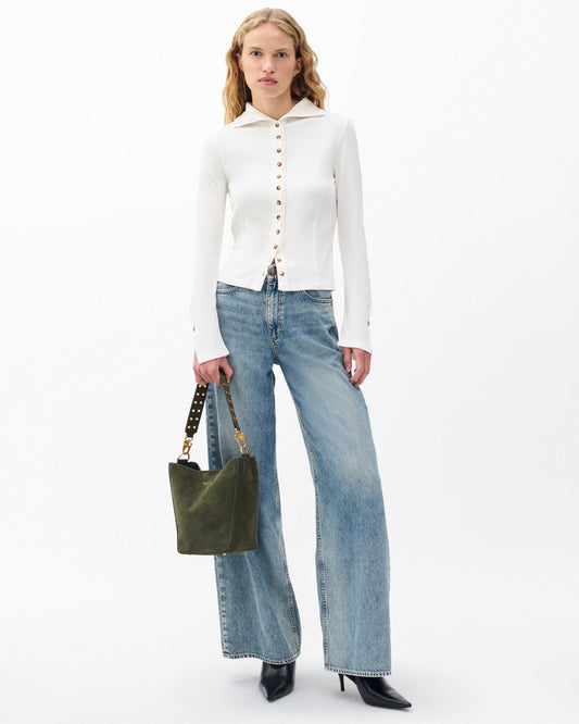 ザ　ニット　リブ　ボタン　カーディガン