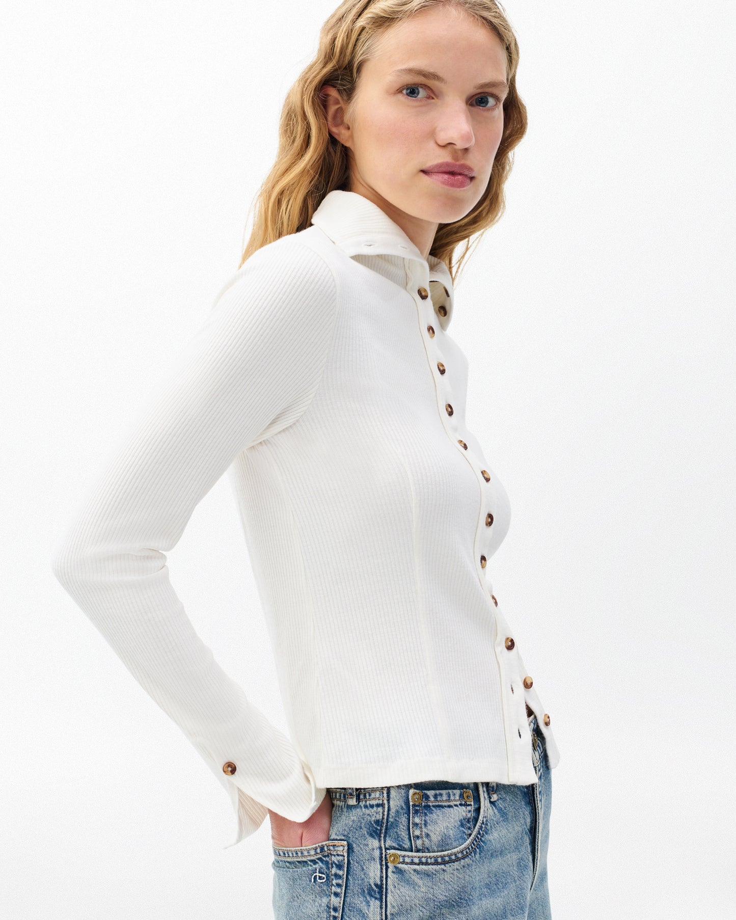 ザ　ニット　リブ　ボタン　カーディガン