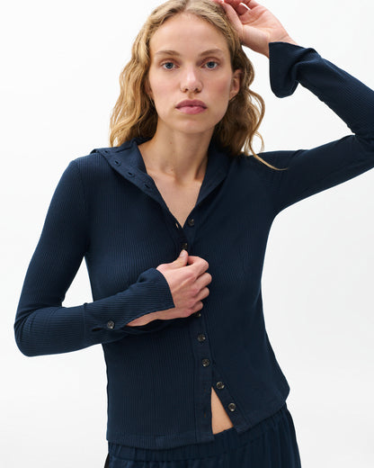 ザ　ニット　リブ　ボタン　カーディガン