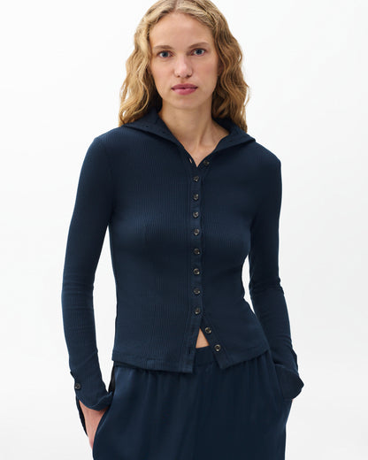 ザ　ニット　リブ　ボタン　カーディガン