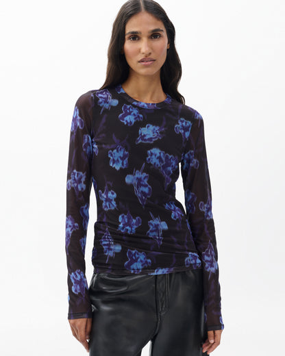 ヤナ　プリント　メッシュ　ロングスリーブT