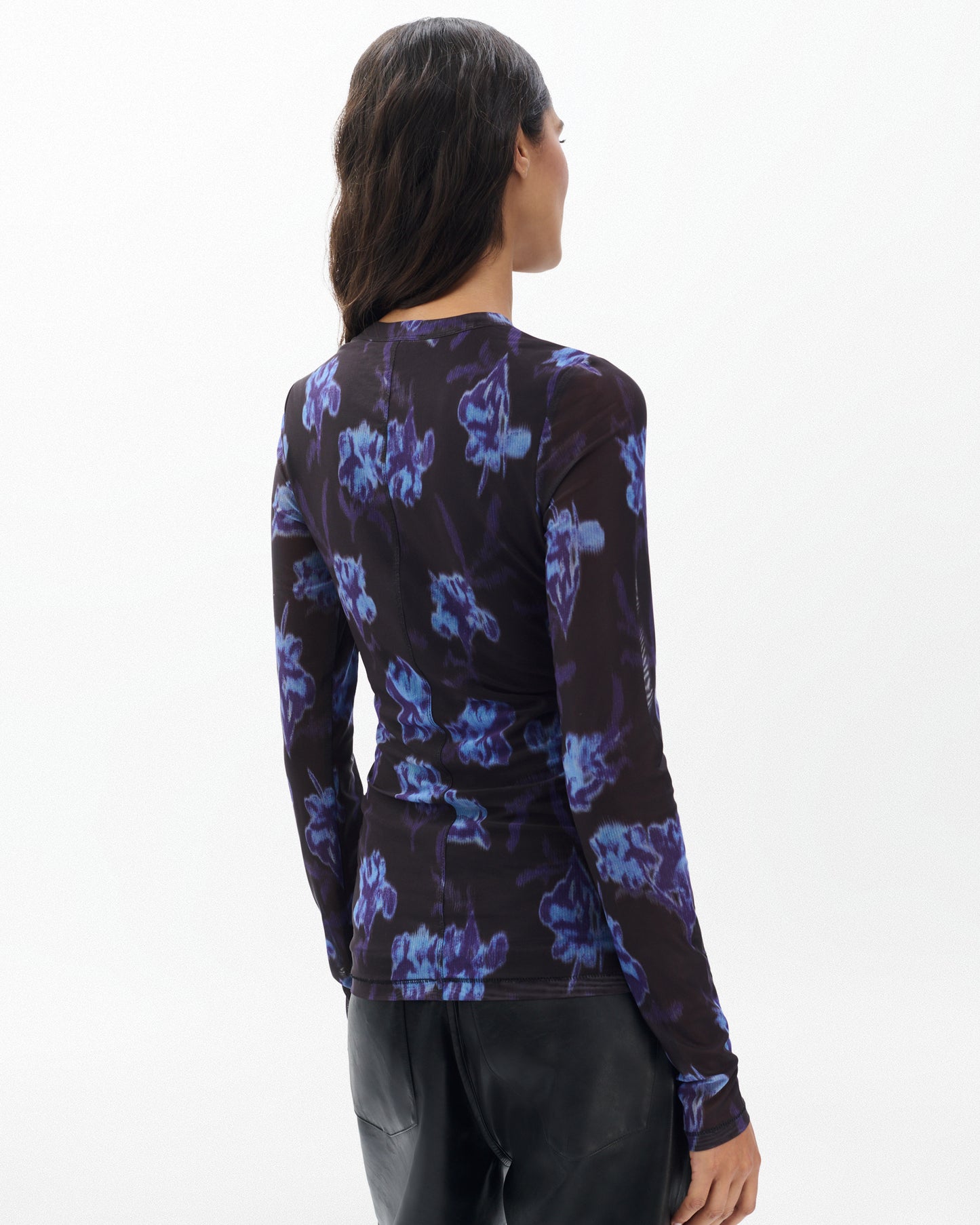 ヤナ　プリント　メッシュ　ロングスリーブT