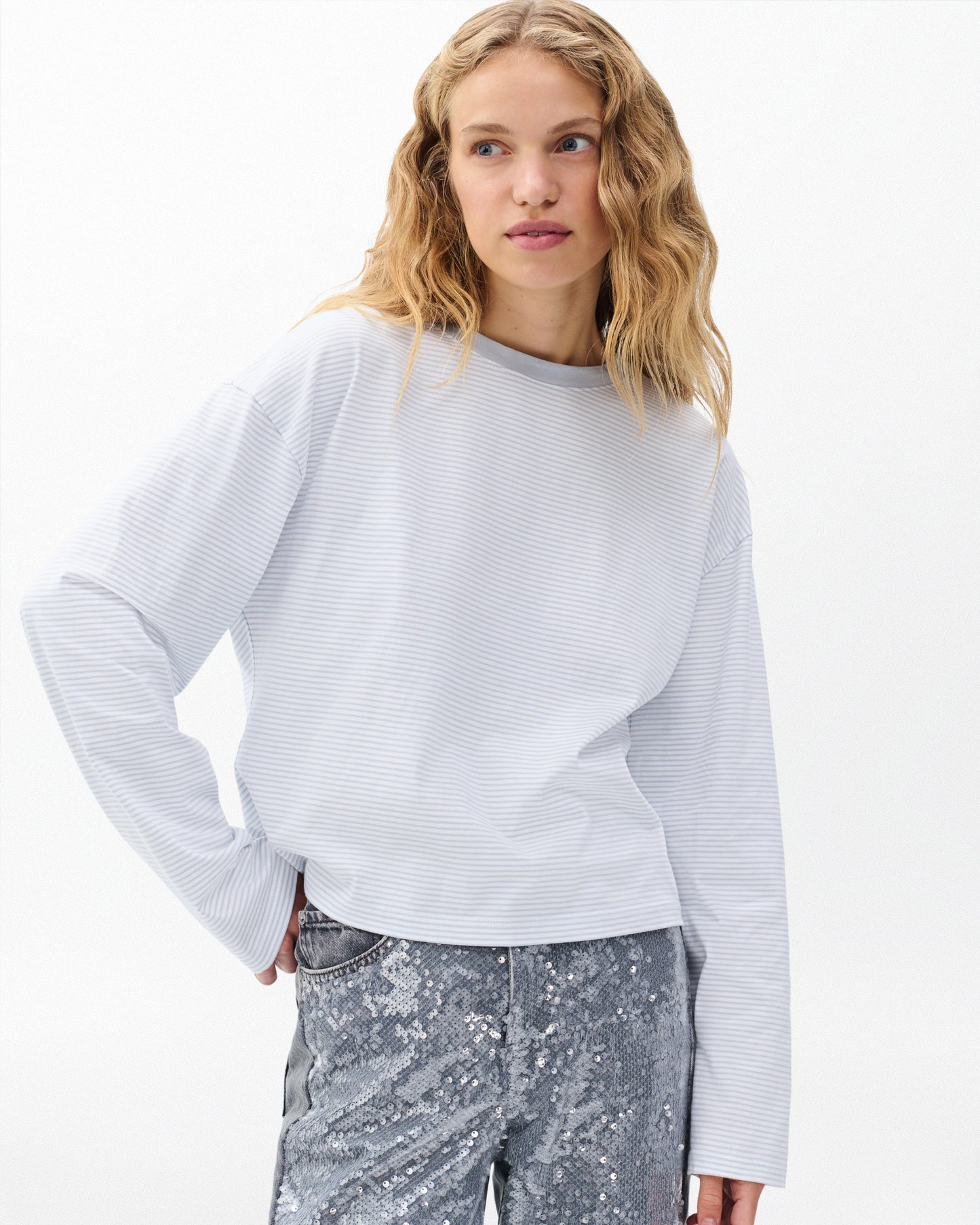 ケリー　ストライプ　ボクシー　ロングスリーブ