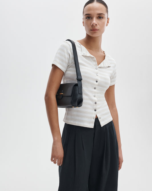 ザ　ニット　ストライプ　ボタンT