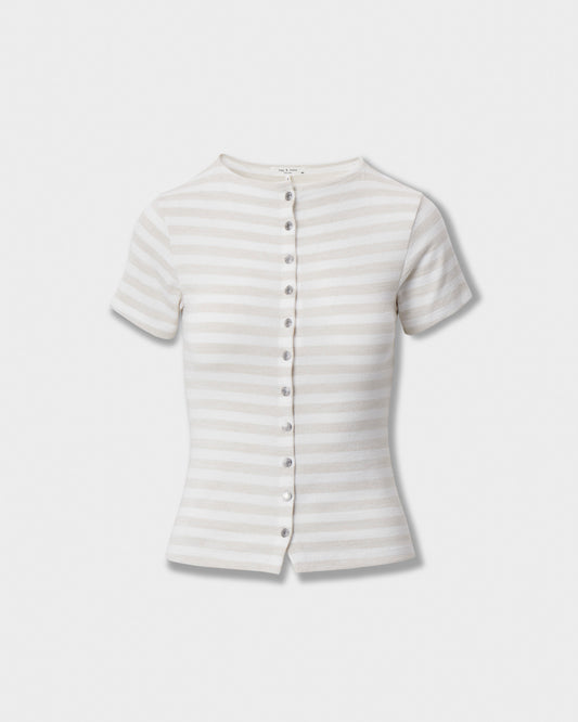 ザ　ニット　ストライプ　ボタンT