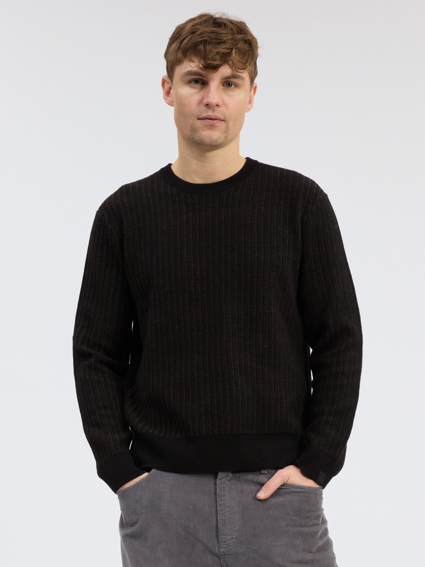 シェブロン　ウール　ニット　クルー - BLKMT