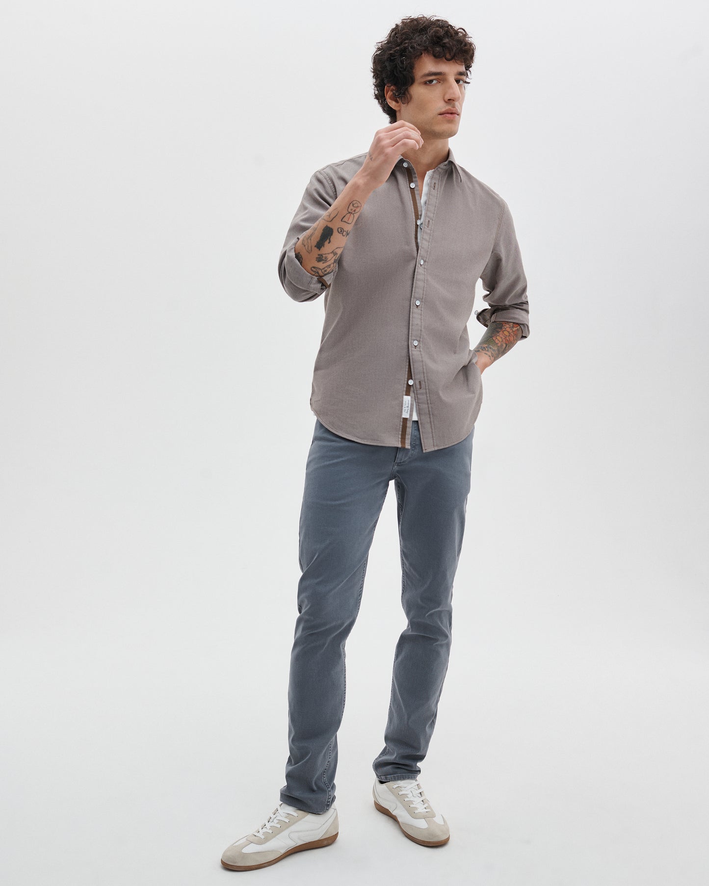 トムリン　ストレッチ　ドビー　シャツ