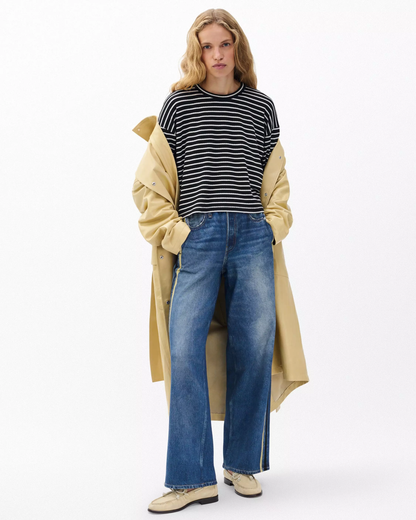 ザ　ニット　ストライプ　クルーネック　プルオーバー - BLKMT