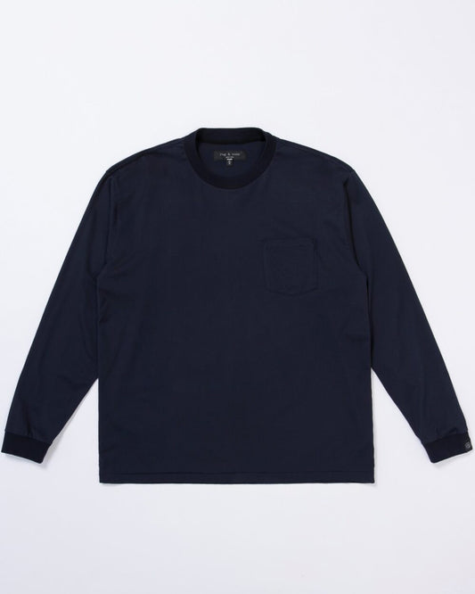 ロング　スリーブ　クルーネックT w/ポケット – NAVY