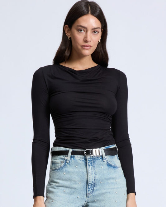 ルカ　アシメトリ　ドレープ　ロングスリーブ