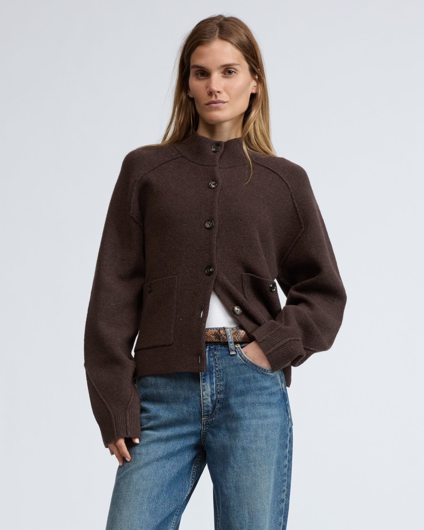 ブリジット　モックネック　カーディガン