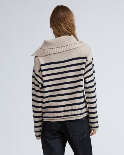 イリーナ　ストライプ　ハーフジップ