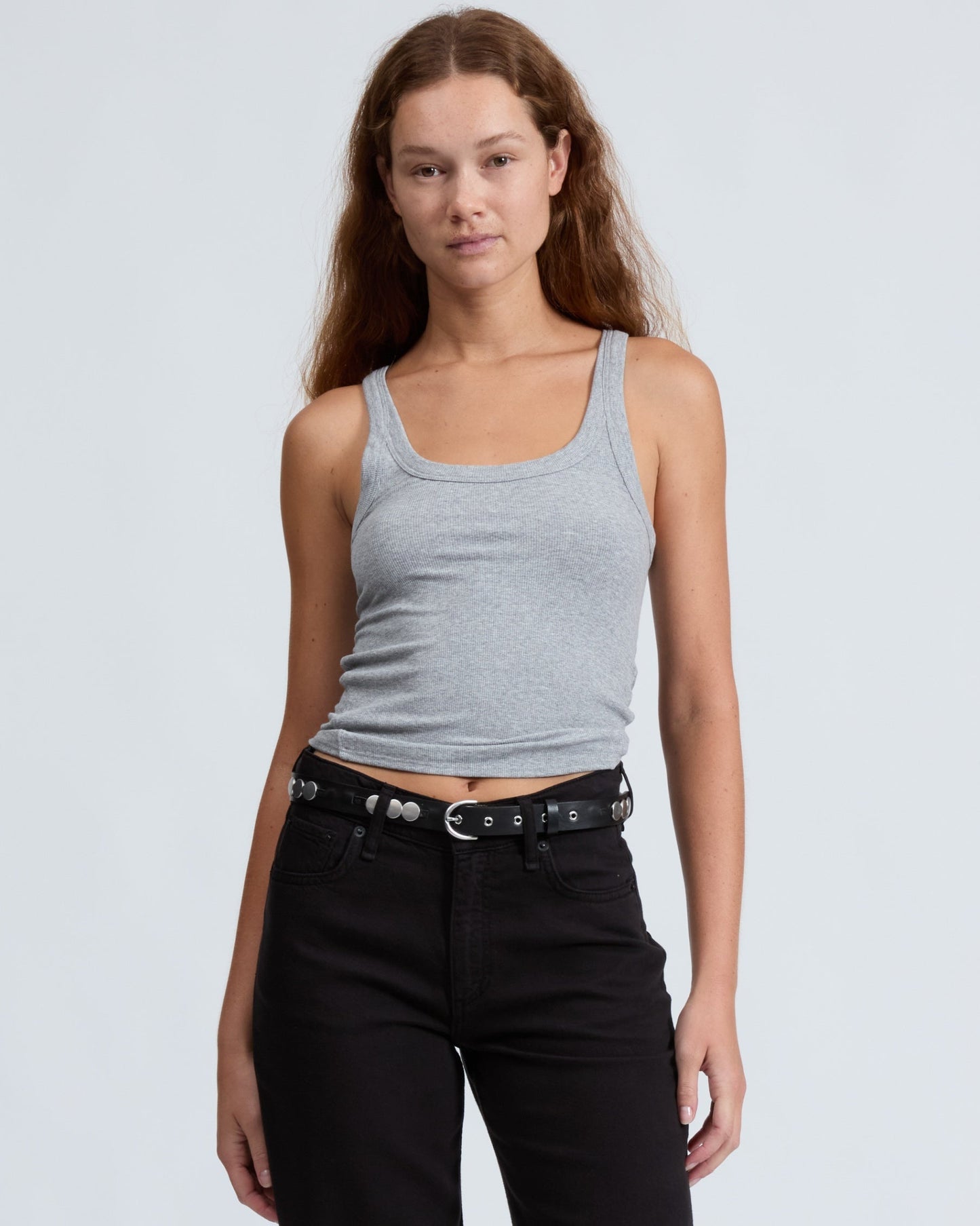 ザ　エッセンシャル　リブ　ヘザー　ワイド　ストリング　タンク